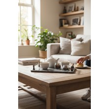 Akayev Mermer Antrasit Rustik Eskitme 30X20 cm Tepsi