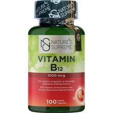 Nature's Supreme Vitamin B12 1000 Mcg 100 Kapsül Etken Madde B12 Vitamini ile Güçlü Destek