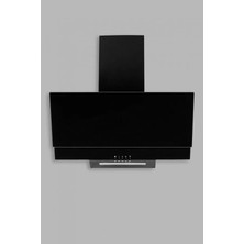 White Daisy Mod F17 Siyah Davlumbaz Duvar Tipi Eğimli Tasarım 60 cm LED Aydınlatma