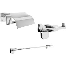 Özbience F 1 Serisi Paslanmaz Duvara Monte Tuvalet Kağıtlığı ve Askılık Seti