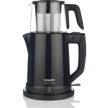 Schafer Optimal Elektrikli Çay Makinesi Siyah 1.8 L Plastik Gövde ile Cam Demlik Kapasitesi