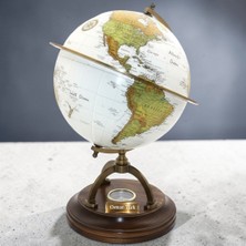 Hediye Fikri Kişiye Özel Pirinç Pusulalı Dünya Küre 34 cm – Dekoratif ve Hediyelik