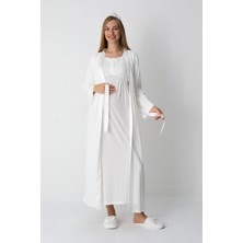 Erdeniz Tekstil Lohusa ve Hamile Gecelik Takımı / Saten Şeritli ve Dantel Detaylı / Saten Bel Kuşağı