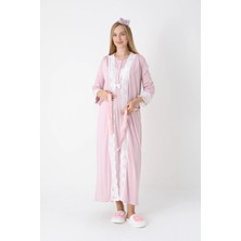 Erdeniz Tekstil Hamile Lohusa Gecelik Sabahlık Takım Dantel Büyük Beden Pudra Mavi Ekru Pembe M L Xl Xxl 3xl 4xl