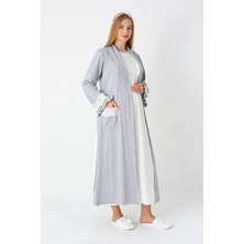 Erdeniz Tekstil Hamile Lohusa Gecelik & Sabahlık 2’li Set – Puantiyeli Pamuklu Kumaş, Çift Taraflı Düğmeli Emzirme