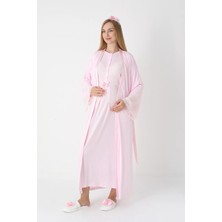 Erdeniz Tekstil Uzun Kollu Hamile Gecelik Takımı Dantel Detaylı Emzirme Için Uygun