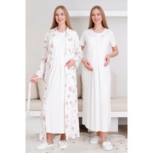 Erdeniz Tekstil Melisa Gecelik ve Sabahlık Takımı / Hamile & Lohusa 2'li Gecelik Takımı / Kısa Kollu Gecelik