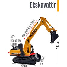 Can Oyuncak Paletli Ekskavatör Dozer 27 cm Model Kepçe Kazıcılı Parçalı Set Şık Hediye Seçeneği