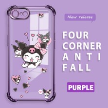 HONTINGA iPhone Se 2020 ile Uyumlu Şeffaf Kılıfı Düşüme Önleyici Basitlik Anti Düşme Kamera Korumali Kuromi Desen Yumuşak Silikon Telefon Kılıfı Kadın ve Erkek Için Uygundur K3-0197