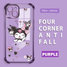 HONTINGA iPhone 14 Plus ile Uyumlu Şeffaf Kılıfı Düşüme Önleyici Basitlik Anti Düşme Kamera Korumali Kuromi Desen Yumuşak Silikon Telefon Kılıfı Kadın ve Erkek Için Uygundur K3-0197