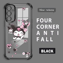 HONTINGA Samsung Galaxy A34 5g ile Uyumlu Şeffaf Kılıfı Düşüme Önleyici Basitlik Anti Düşme Kamera Korumali Kuromi Desen Yumuşak Silikon Telefon Kılıfı Kadın ve Erkek Için Uygundur K3-0197