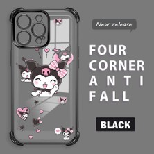 HONTINGA iPhone 15 Pro Max ile Uyumlu Şeffaf Kılıfı Düşüme Önleyici Basitlik Anti Düşme Kamera Korumali Kuromi Desen Yumuşak Silikon Telefon Kılıfı Kadın ve Erkek Için Uygundur K3-0197