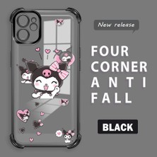 HONTINGA iPhone 11 ile Uyumlu Şeffaf Kılıfı Düşüme Önleyici Basitlik Anti Düşme Kamera Korumali Kuromi Desen Yumuşak Silikon Telefon Kılıfı Kadın ve Erkek Için Uygundur K3-0197