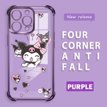 HONTINGA iPhone 15 Pro ile Uyumlu Şeffaf Kılıfı Düşüme Önleyici Basitlik Anti Düşme Kamera Korumali Kuromi Desen Yumuşak Silikon Telefon Kılıfı Kadın ve Erkek Için Uygundur K3-0197