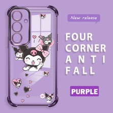 HONTINGA Samsung Galaxy S24 Plus ile Uyumlu Şeffaf Kılıfı Düşüme Önleyici Basitlik Anti Düşme Kamera Korumali Kuromi Desen Yumuşak Silikon Telefon Kılıfı Kadın ve Erkek Için Uygundur K3-0197