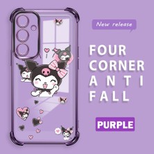 HONTINGA Samsung Galaxy A35 ile Uyumlu Şeffaf Kılıfı Düşüme Önleyici Basitlik Anti Düşme Kamera Korumali Kuromi Desen Yumuşak Silikon Telefon Kılıfı Kadın ve Erkek Için Uygundur K3-0197