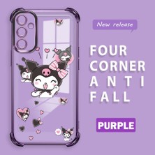 HONTINGA Samsung Galaxy A14 ile Uyumlu Şeffaf Kılıfı Düşüme Önleyici Basitlik Anti Düşme Kamera Korumali Kuromi Desen Yumuşak Silikon Telefon Kılıfı Kadın ve Erkek Için Uygundur K3-0197