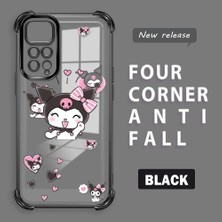 HONTINGA Xiaomi Redmi Note 11S ile Uyumlu Şeffaf Kılıfı Düşüme Önleyici Basitlik Anti Düşme Kamera Korumali Kuromi Desen Yumuşak Silikon Telefon Kılıfı Kadın ve Erkek Için Uygundur K3-0197