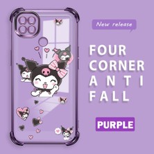 HONTINGA Xiaomi Redmi 9c ile Uyumlu Şeffaf Kılıfı Düşüme Önleyici Basitlik Anti Düşme Kamera Korumali Kuromi Desen Yumuşak Silikon Telefon Kılıfı Kadın ve Erkek Için Uygundur K3-0197