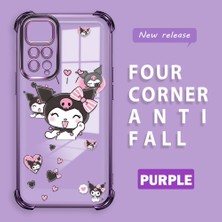 HONTINGA Xiaomi Redmi Note 11S ile Uyumlu Şeffaf Kılıfı Düşüme Önleyici Basitlik Anti Düşme Kamera Korumali Kuromi Desen Yumuşak Silikon Telefon Kılıfı Kadın ve Erkek Için Uygundur K3-0197