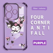 HONTINGA Xiaomi Redmi 13 ile Uyumlu Şeffaf Kılıfı Düşüme Önleyici Basitlik Anti Düşme Kamera Korumali Kuromi Desen Yumuşak Silikon Telefon Kılıfı Kadın ve Erkek Için Uygundur K3-0197