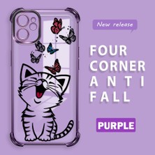 HONTINGA iPhone 11 ile Uyumlu Şeffaf Kılıfı Düşüme Önleyici Basitlik Anti Düşme Kamera Korumali Kedi Desen Yumuşak Silikon Telefon Kılıfı Kadın ve Erkek Için Uygundur K3-0199