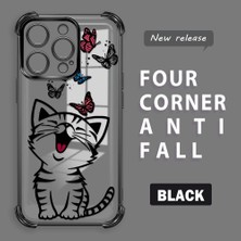 HONTINGA iPhone 14 Pro ile Uyumlu Şeffaf Kılıfı Düşüme Önleyici Basitlik Anti Düşme Kamera Korumali Kedi Desen Yumuşak Silikon Telefon Kılıfı Kadın ve Erkek Için Uygundur K3-0199