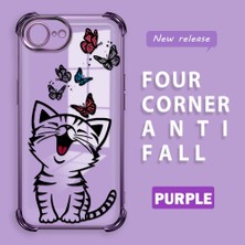 HONTINGA iPhone 16E ile Uyumlu Şeffaf Kılıfı Düşüme Önleyici Basitlik Anti Düşme Kamera Korumali Kedi Desen Yumuşak Silikon Telefon Kılıfı Kadın ve Erkek Için Uygundur K3-0199