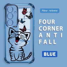 HONTINGA Samsung Galaxy S24 Plus ile Uyumlu Şeffaf Kılıfı Düşüme Önleyici Basitlik Anti Düşme Kamera Korumali Kedi Desen Yumuşak Silikon Telefon Kılıfı Kadın ve Erkek Için Uygundur K3-0199