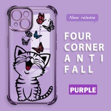 HONTINGA iPhone 15 ile Uyumlu Şeffaf Kılıfı Düşüme Önleyici Basitlik Anti Düşme Kamera Korumali Kedi Desen Yumuşak Silikon Telefon Kılıfı Kadın ve Erkek Için Uygundur K3-0199