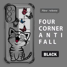 HONTINGA Samsung Galaxy A14 ile Uyumlu Şeffaf Kılıfı Düşüme Önleyici Basitlik Anti Düşme Kamera Korumali Kedi Desen Yumuşak Silikon Telefon Kılıfı Kadın ve Erkek Için Uygundur K3-0199