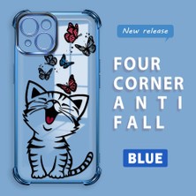 HONTINGA iPhone 15 ile Uyumlu Şeffaf Kılıfı Düşüme Önleyici Basitlik Anti Düşme Kamera Korumali Kedi Desen Yumuşak Silikon Telefon Kılıfı Kadın ve Erkek Için Uygundur K3-0199