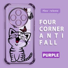 HONTINGA Xiaomi Redmi 14C ile Uyumlu Şeffaf Kılıfı Düşüme Önleyici Basitlik Anti Düşme Kamera Korumali Kedi Desen Yumuşak Silikon Telefon Kılıfı Kadın ve Erkek Için Uygundur K3-0199