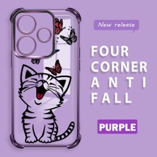 HONTINGA Xiaomi Redmi 13 ile Uyumlu Şeffaf Kılıfı Düşüme Önleyici Basitlik Anti Düşme Kamera Korumali Kedi Desen Yumuşak Silikon Telefon Kılıfı Kadın ve Erkek Için Uygundur K3-0199