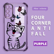 HONTINGA Samsung Galaxy A14 ile Uyumlu Şeffaf Kılıfı Düşüme Önleyici Basitlik Anti Düşme Kamera Korumali Kedi Desen Yumuşak Silikon Telefon Kılıfı Kadın ve Erkek Için Uygundur K3-0199