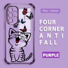 HONTINGA Samsung Galaxy A52 ile Uyumlu Şeffaf Kılıfı Düşüme Önleyici Basitlik Anti Düşme Kamera Korumali Kedi Desen Yumuşak Silikon Telefon Kılıfı Kadın ve Erkek Için Uygundur K3-0199