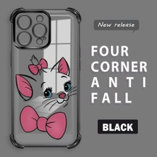 HONTINGA iPhone 15 Pro Max ile Uyumlu Şeffaf Kılıfı Düşüme Önleyici Basitlik Anti Düşme Kamera Korumali Kedi Desen Yumuşak Silikon Telefon Kılıfı Kadın ve Erkek Için Uygundur K3-0200