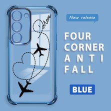 HONTINGA Samsung Galaxy S23 ile Uyumlu Şeffaf Kılıfı Düşüme Önleyici Basitlik Anti Düşme Kamera Korumali Uçuş Desen Yumuşak Silikon Telefon Kılıfı Kadın ve Erkek Için Uygundur K3-0201