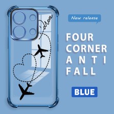 HONTINGA Xiaomi Redmi Note 13 4g ile Uyumlu Şeffaf Kılıfı Düşüme Önleyici Basitlik Anti Düşme Kamera Korumali Uçuş Desen Yumuşak Silikon Telefon Kılıfı Kadın ve Erkek Için Uygundur K3-0201