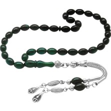 Tesbihane Kararmaz Metal Su Damlası Püsküllü Arpa Kesim Bilek Boy Süzme Turkuaz-Siyah Ateş Kehribar Tesbih