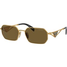 Prada Kadın Güneş Gözlüğü 0PR A51S 15N01T 58 Metal Çerçeve Altın Renk Kahverengi Cam