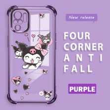 HONTINGA Xiaomi Redmi Note 10S ile Uyumlu Şeffaf Kılıfı Düşüme Önleyici Basitlik Anti Düşme Kamera Korumali Kuromi Desen Yumuşak Silikon Telefon Kılıfı Kadın ve Erkek Için Uygundur K3-0197