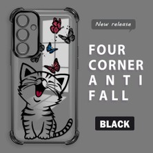 HONTINGA Samsung Galaxy A55 ile Uyumlu Şeffaf Kılıfı Düşüme Önleyici Basitlik Anti Düşme Kamera Korumali Kedi Desen Yumuşak Silikon Telefon Kılıfı Kadın ve Erkek Için Uygundur K3-0199