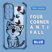 HONTINGA Samsung Galaxy A55 ile Uyumlu Şeffaf Kılıfı Düşüme Önleyici Basitlik Anti Düşme Kamera Korumali Kedi Desen Yumuşak Silikon Telefon Kılıfı Kadın ve Erkek Için Uygundur K3-0199