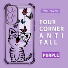 HONTINGA Samsung Galaxy A73 ile Uyumlu Şeffaf Kılıfı Düşüme Önleyici Basitlik Anti Düşme Kamera Korumali Kedi Desen Yumuşak Silikon Telefon Kılıfı Kadın ve Erkek Için Uygundur K3-0199