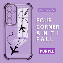 HONTINGA Samsung Galaxy S24 Plus ile Uyumlu Şeffaf Kılıfı Düşüme Önleyici Basitlik Anti Düşme Kamera Korumali Uçuş Desen Yumuşak Silikon Telefon Kılıfı Kadın ve Erkek Için Uygundur K3-0201