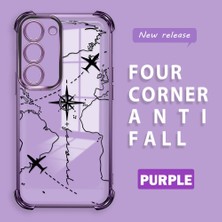 HONTINGA Samsung Galaxy S23 ile Uyumlu Şeffaf Kılıfı Düşüme Önleyici Basitlik Anti Düşme Kamera Korumali Uçuş Desen Yumuşak Silikon Telefon Kılıfı Kadın ve Erkek Için Uygundur K3-0202