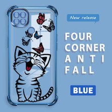 HONTINGA Xiaomi Redmi 10A ile Uyumlu Şeffaf Kılıfı Düşüme Önleyici Basitlik Anti Düşme Kamera Korumali Kedi Desen Yumuşak Silikon Telefon Kılıfı Kadın ve Erkek Için Uygundur K3-0199