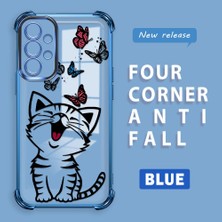 HONTINGA Samsung Galaxy A73 ile Uyumlu Şeffaf Kılıfı Düşüme Önleyici Basitlik Anti Düşme Kamera Korumali Kedi Desen Yumuşak Silikon Telefon Kılıfı Kadın ve Erkek Için Uygundur K3-0199