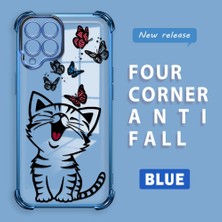 HONTINGA Samsung Galaxy M33 5g ile Uyumlu Şeffaf Kılıfı Düşüme Önleyici Basitlik Anti Düşme Kamera Korumali Kedi Desen Yumuşak Silikon Telefon Kılıfı Kadın ve Erkek Için Uygundur K3-0199